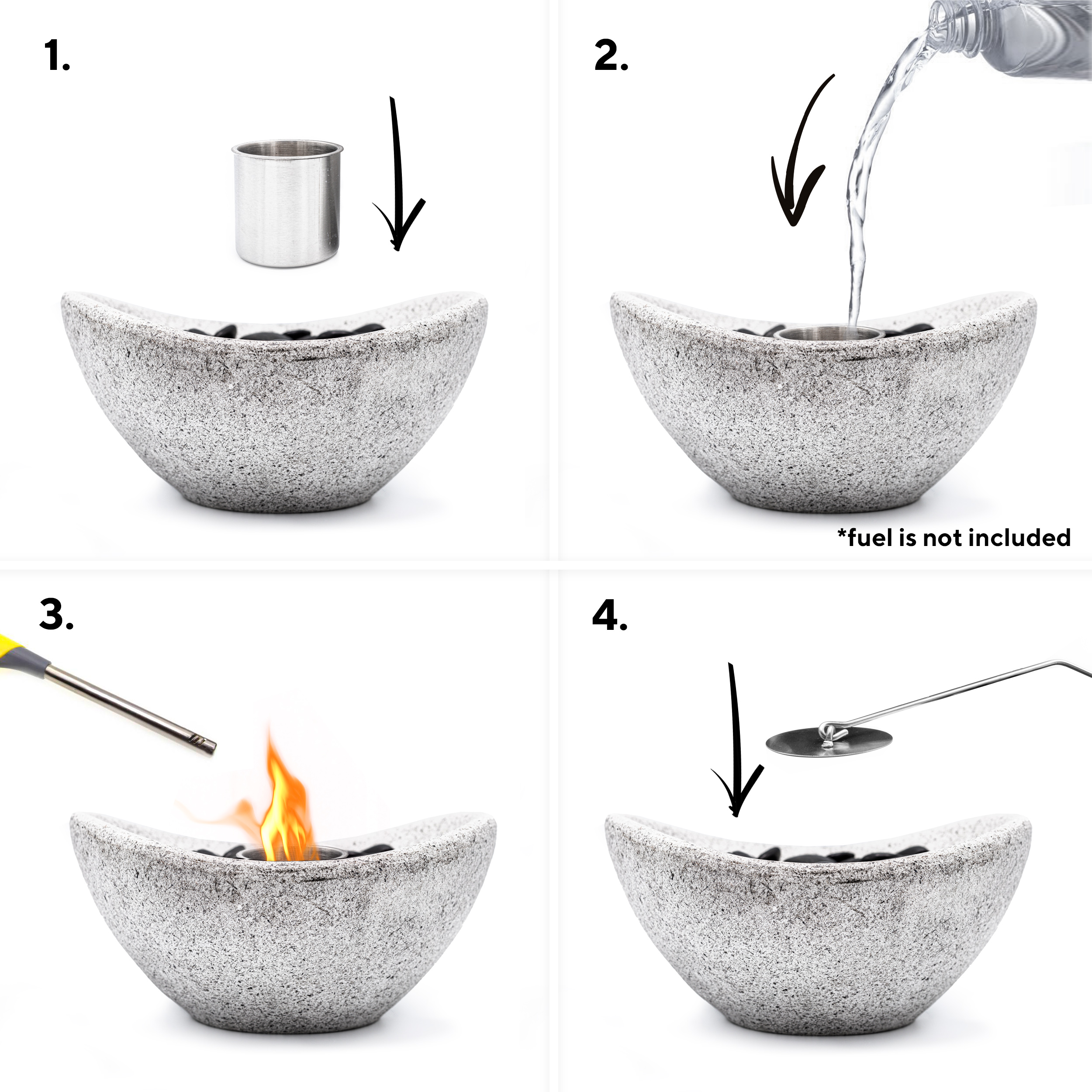 Small Concrete Bio Ethanol Tabletop Fireplace for Balcony Coffee Table Indoor Outdoor Ventless Table Top Fire Pit Bowl Vizayo Tabletop Fire Pit Grey Patio Pool 